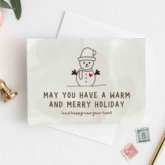 Pastele Merry Holiday Snowman Greeting Card High Resolution Images Template Editable in Canva Instant Digital Download Easy Editing Custom Personalized Greeting Card Text Quotes Gift Parcel Happy Birthday Wedding Graduation Printable Greeting Card