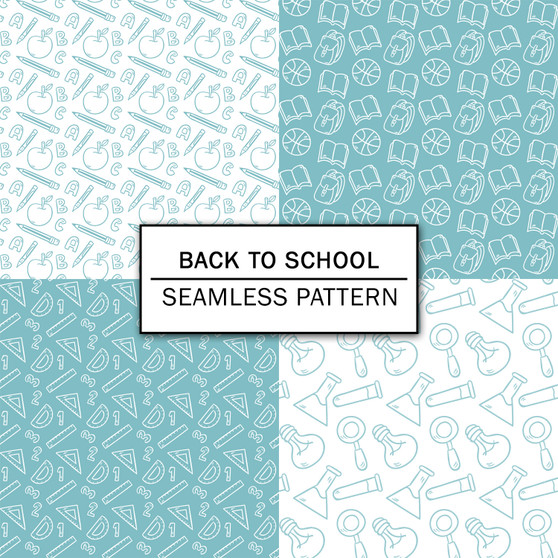 Pastele Back to School Seamless Repeating Pattern Design Digital Download Repeat Image Background WallPaper Wall Art Decor Textile Fabric Editable Printable Pattern Fill Vector Art Clothing Paper Product Texture Seamless Pattern Bundle