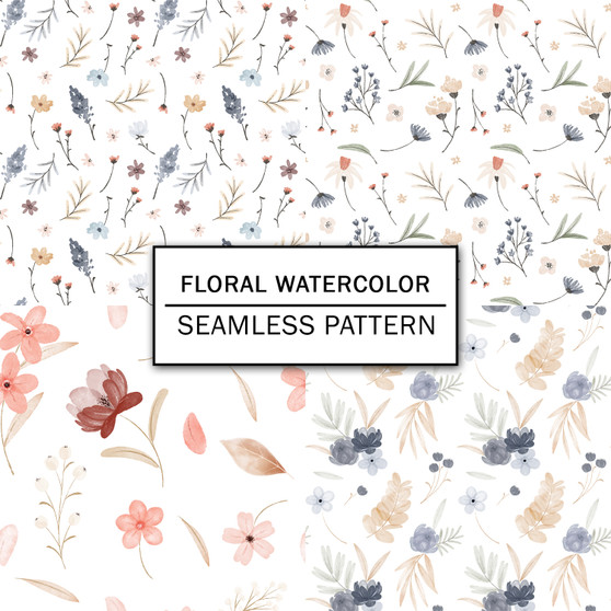 Pastele Floral Watercolor Seamless Pattern Repeating High Resolution Images PNG JPG 300 Dpi File Background Wallpaper Textile Fabric Clothing Editable Printable Personal Commercial Use Repeat Image Pattern Bundle Digital Paper Repeats