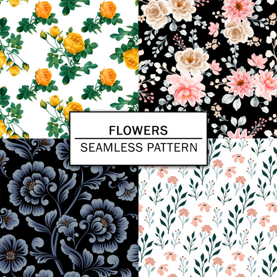 Pastele Flowers Seamless Pattern Repeating High Resolution Images PNG JPG 300 Dpi File Background Wallpaper Textile Fabric Clothing Editable Printable Personal Commercial Use Repeat Image Pattern Bundle Digital Paper Repeats