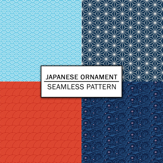 Pastele Japanese Ornament Set of Seamless Pattern Repeating Images Background Instant Digital Download High Resolution PNG JPG 300 Dpi File Texture Editable Printable to Fabric Textile Digital Paper Repeat Image Surface Pattern Vector