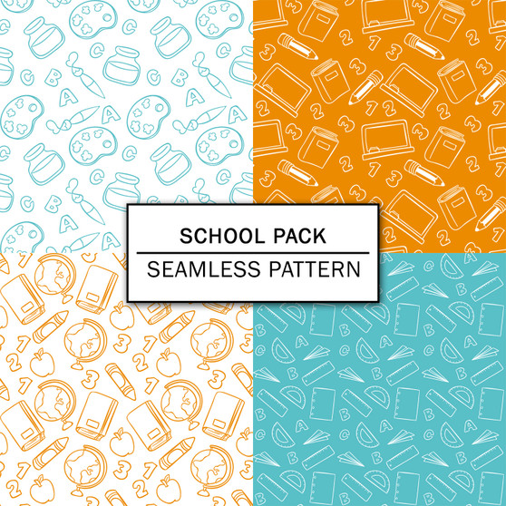 Pastele Schoold Pack Hand Drawn Seamless Repeating Pattern Design Digital Download Repeat Image Background WallPaper Wall Art Decor Textile Fabric Editable Printable Pattern Fill Vector Art Clothing Paper Product Texture Seamless Pattern Bundle