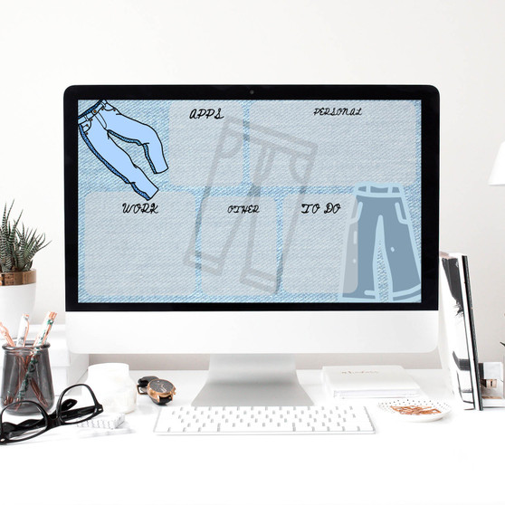 Pastele Blue Jeans Desktop Organizer Wallpaper Digital Download High Resolution Wallpaper Planner Calendar Notes Notification Smart Desktop Wallpaper Organizer Macbook Business Study Work Mac Windows Editable in Canva Easy Self Editing Home Screen