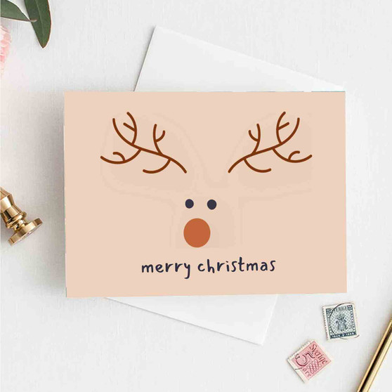 Pastele Deer Merry Christmas 4x6 Inch Greeting Card Template High Resolution Images Editable Printable in Canva Digital Download File Self Editing Text Quotes Messages Personalized Greeting Card Birthday Emigrating Card Love Wedding Anniversary