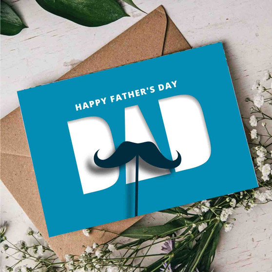 Pastele Happy Father's Day Mustache 4x6 Inch Greeting Card High Resolution Images Template Editable in Canva Instant Digital Download Easy Editing Custom Personalized Greeting Card Text Quotes Gift Parcel Happy Birthday Wedding Graduation Printable