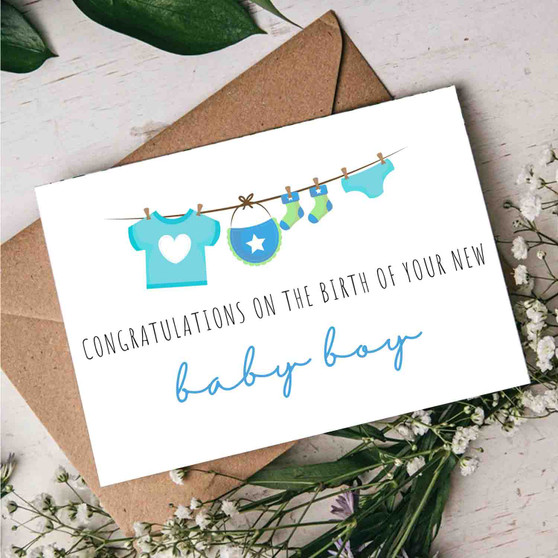 Pastele New Baby Boy 4x6 Inch Greeting Card High Resolution Images Template Editable in Canva Instant Digital Download Easy Editing Custom Personalized Greeting Card Text Quotes Gift Parcel Happy Birthday Wedding Graduation Printable