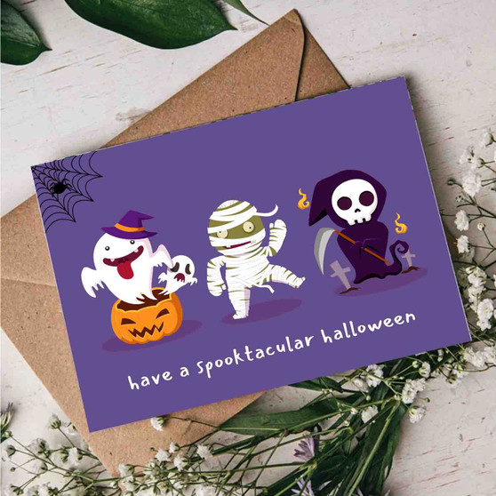 Pastele Spooktacular Halloween 4x6 Inch Custom Personalized Greeting Card Digital Download File Template Editable in Canva Message Card Custom Text Easy Self Editing Girlfriend Happy Birtday New Born Graduation Printable Greeting Card