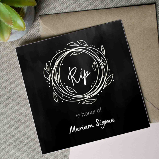 Pastele Black Watercolor Sympathy 5x5 Inch Personalized Greeting Card Template Digital Download File Editable in Canva Custom Text Easy Self Editing Quotes Gift Card Wedding Happy Brithday New Born Mothers Day Fathers Day Graduation Monogram