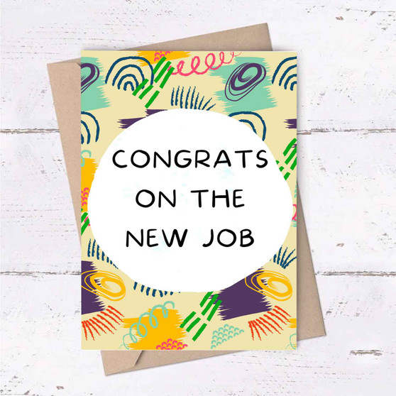 Pastele Congrats New Job Abstract Colorful 6x4 Inch Greeting Card Template High Resolution Images Editable Printable in Canva Digital Download File Self Editing Text Quotes Messages Personalized Greeting Card Birthday Emigrating Card Love Wedding