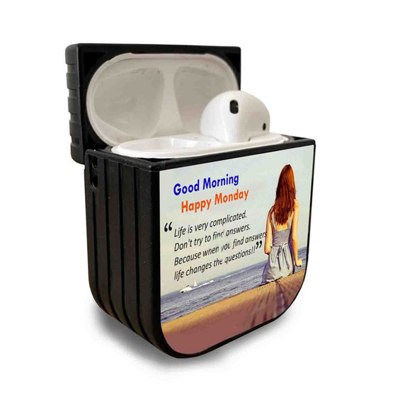 Pastele Best Good Morning Motivational Quotes Custom Personalized AirPods Case Apple AirPods Gen 1 AirPods Gen 2 AirPods Pro Protective Cover Sublimation