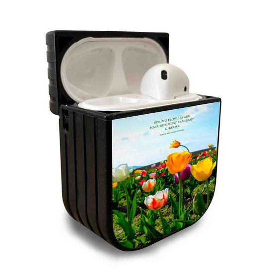 Pastele Best Spring Tulip Quotes Custom Personalized AirPods Case Apple AirPods Gen 1 AirPods Gen 2 AirPods Pro Protective Cover Sublimation