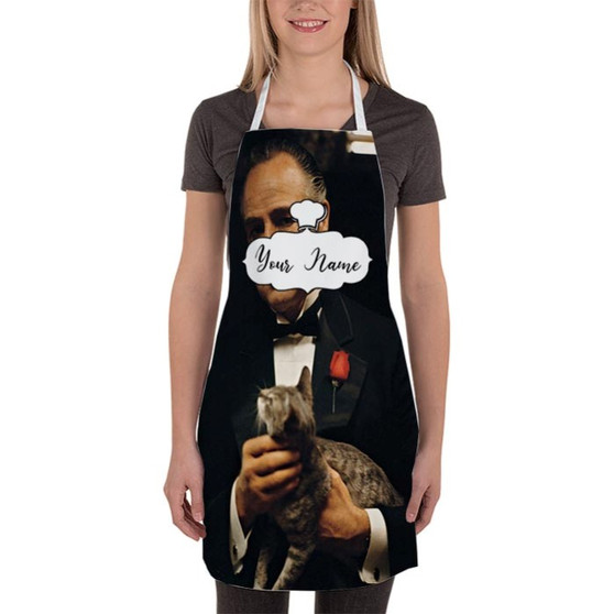 Pastele Best The Godfather WIth Cat Custom Personalized Name Kitchen Apron