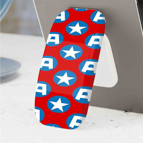 Pastele Best Captain America Shield Logo Pattern Phone Click-On Grip Custom Pop Up Stand Holder Apple iPhone Samsung