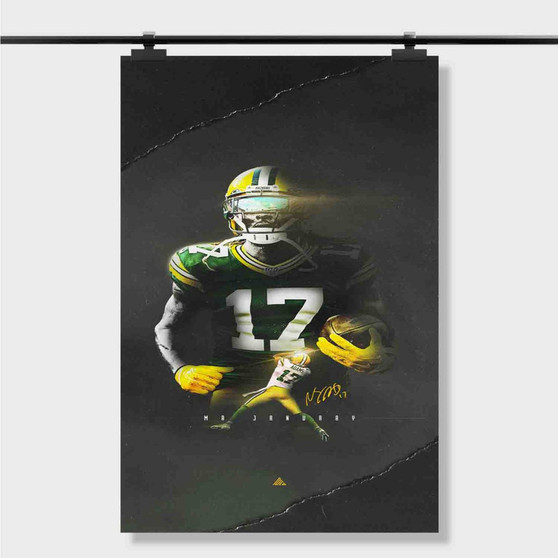 Pastele Best Davante Adams NFL Green Bay Packers Custom Personalized Silk Poster Print Wall Decor 20 x 13 Inch 24 x 36 Inch Wall Hanging Art Home Decoration