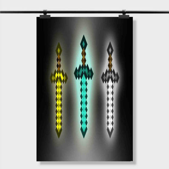 Pastele Best Minecraft Gold Sword Wallpaper Custom Personalized Silk Poster Print Wall Decor 20 x 13 Inch 24 x 36 Inch Wall Hanging Art Home Decoration