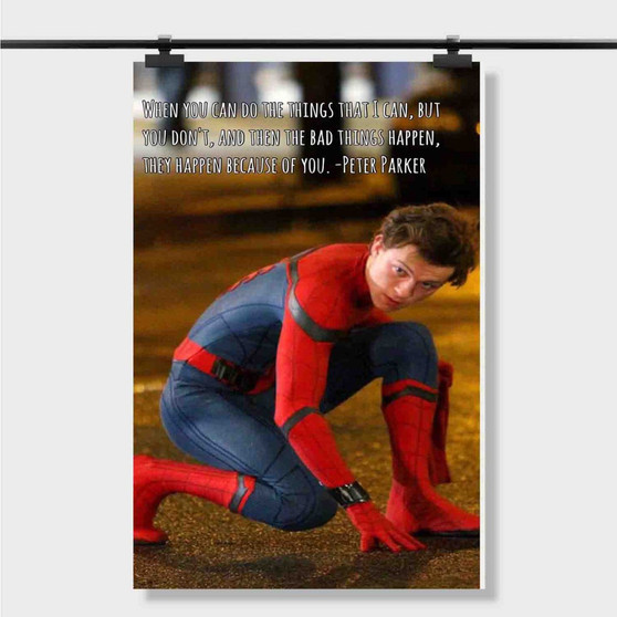 Pastele Best peter parker quotes Custom Personalized Silk Poster Print Wall Decor 20 x 13 Inch 24 x 36 Inch Wall Hanging Art Home Decoration