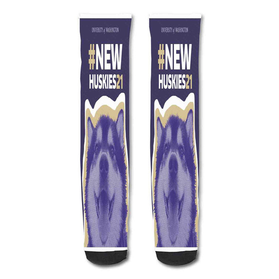Pastele Washington Huskies Custom Personalized Sublimation Printed Socks Polyester Acrylic Nylon Spandex