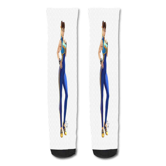 Pastele Chun Li Street Fighter Custom Personalized Sublimation Printed Socks Polyester Acrylic Nylon Spandex