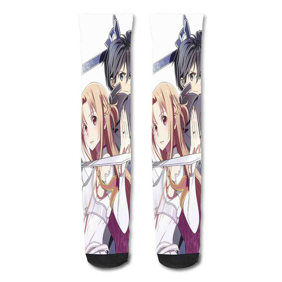 Pastele Sword Art Online Yuki Asuna And Kirito Custom Personalized Sublimation Printed Socks Polyester Acrylic Nylon Spandex