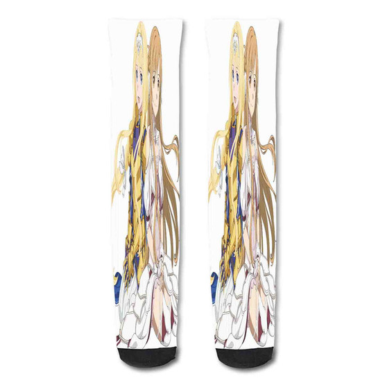 Pastele Asuna and Sinon Sword Art Online Custom Personalized Sublimation Printed Socks Polyester Acrylic Nylon Spandex