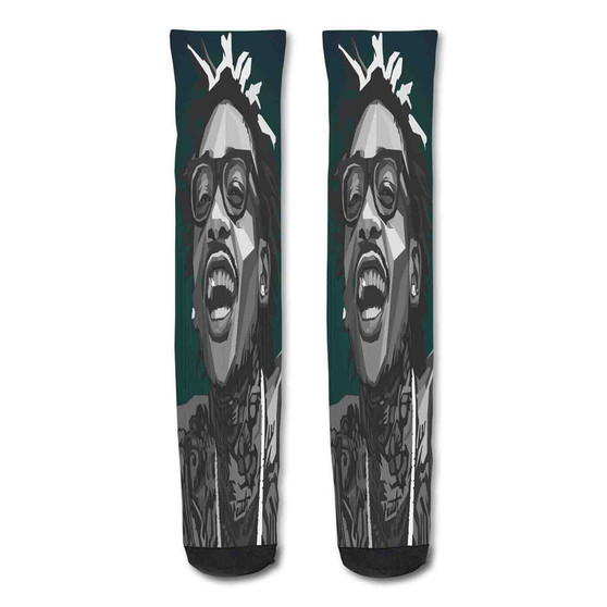 Pastele Wiz Khalifa Tattooes Custom Personalized Sublimation Printed Socks Polyester Acrylic Nylon Spandex