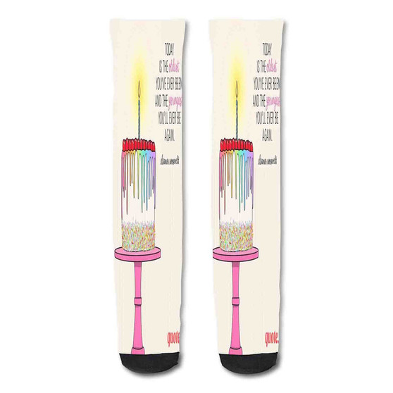 Pastele Great Birthday Quotes Custom Personalized Sublimation Printed Socks Polyester Acrylic Nylon Spandex
