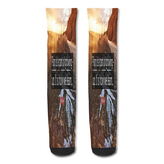 Pastele Growing Pains Quotes Custom Personalized Sublimation Printed Socks Polyester Acrylic Nylon Spandex