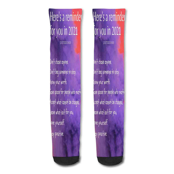 Pastele Motivation Goals Quotes Custom Personalized Sublimation Printed Socks Polyester Acrylic Nylon Spandex