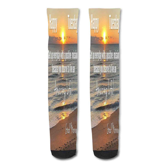 Pastele Motivation Tuesday Morning Inspirational Quotes Custom Personalized Sublimation Printed Socks Polyester Acrylic Nylon Spandex