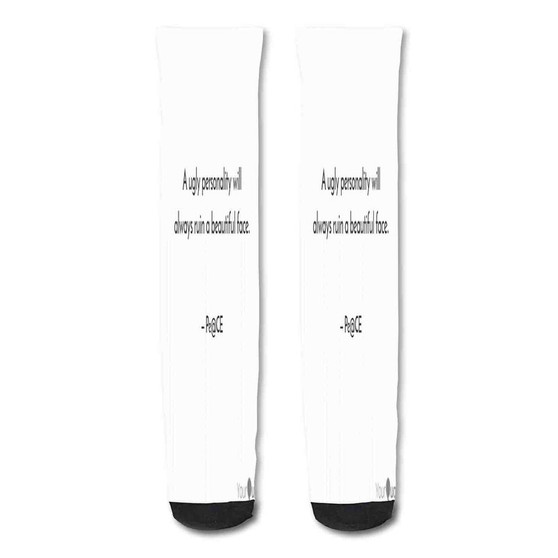 Pastele quotes about ugly personality Custom Personalized Sublimation Printed Socks Polyester Acrylic Nylon Spandex