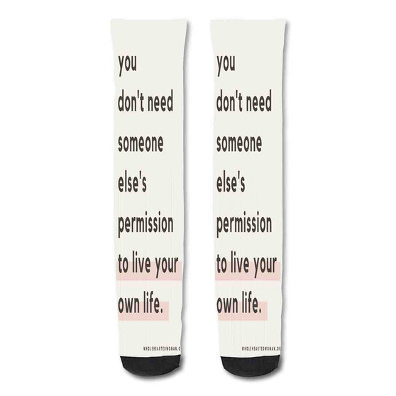 Pastele Live Life On Your Own Terms Quotes Custom Personalized Sublimation Printed Socks Polyester Acrylic Nylon Spandex