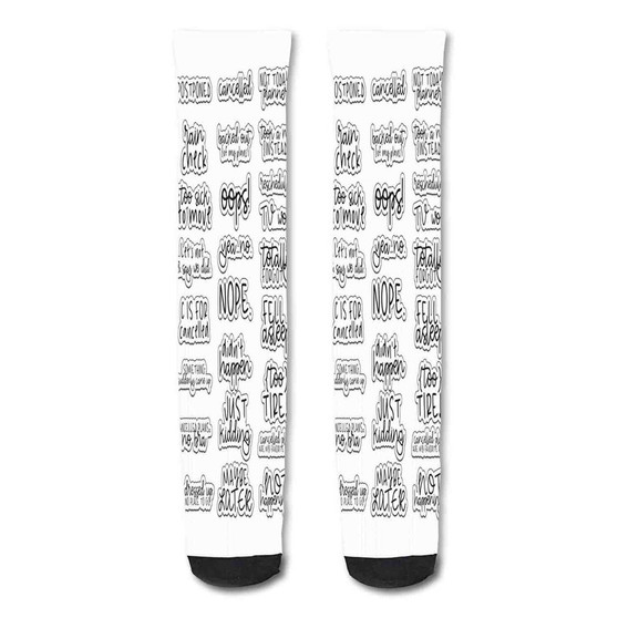 Pastele Sticker Aesthetic Quotes Custom Personalized Sublimation Printed Socks Polyester Acrylic Nylon Spandex