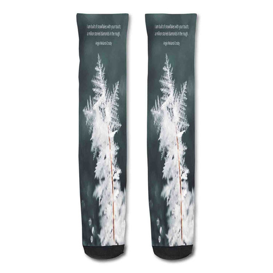 Pastele Beautiful Nature Snow Quotes Custom Personalized Sublimation Printed Socks Polyester Acrylic Nylon Spandex