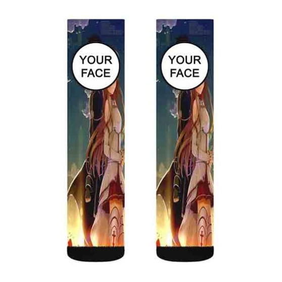 Pastele Kirito and Asuna Sunset Sword Art Online Custom Personalized Sublimation Printed Socks Polyester Acrylic Nylon Spandex