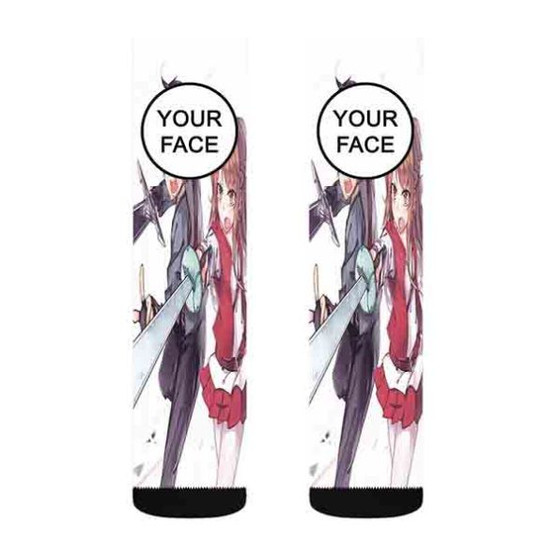 Pastele Kirito and Asuna Sword Art Online Custom Personalized Sublimation Printed Socks Polyester Acrylic Nylon Spandex