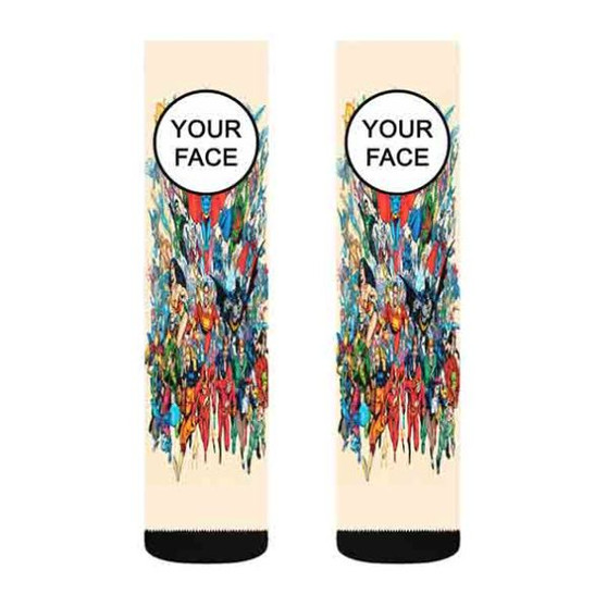 Pastele MArvel and DC Comics Superheroes Logo Custom Personalized Sublimation Printed Socks Polyester Acrylic Nylon Spandex