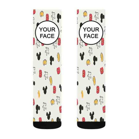 Pastele Mickey Mouse Minnie Mouse Custom Personalized Sublimation Printed Socks Polyester Acrylic Nylon Spandex