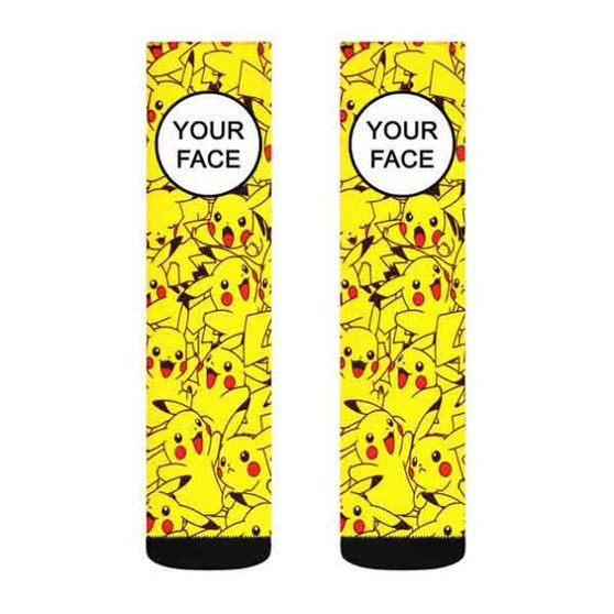 Pastele Pikachu Pokemon Pattern Custom Personalized Sublimation Printed Socks Polyester Acrylic Nylon Spandex