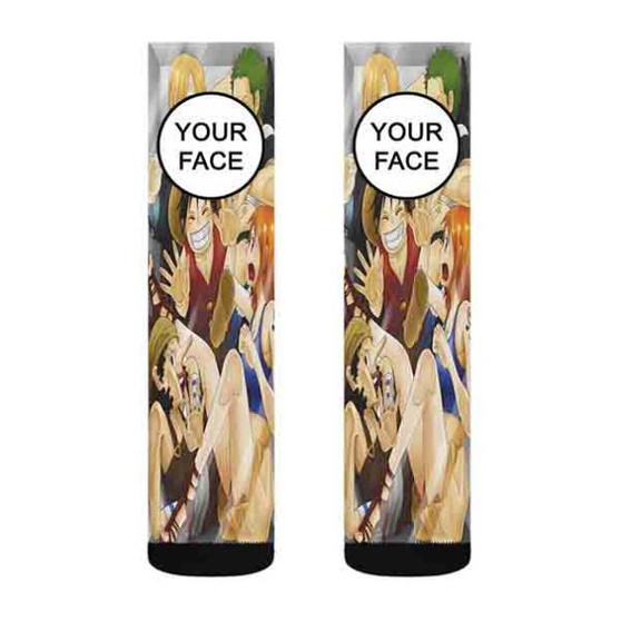 Pastele Strawhat Crew One Piece Custom Personalized Sublimation Printed Socks Polyester Acrylic Nylon Spandex