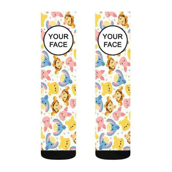 Pastele Winnie The Pooh Stained Glass Custom Personalized Sublimation Printed Socks Polyester Acrylic Nylon Spandex