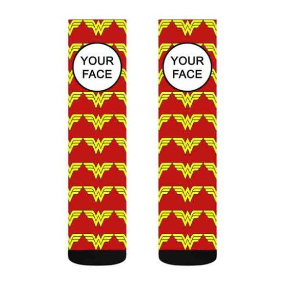 Pastele Wonder Woman DC Comics Superheroes Custom Personalized Sublimation Printed Socks Polyester Acrylic Nylon Spandex