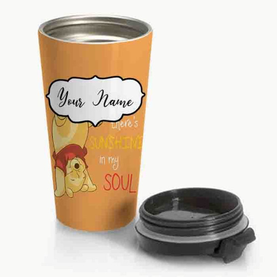 Pastele New Pooh There s Sunshine in My Soul Disney Custom Personalized Name Steinless Steel Travel Mug