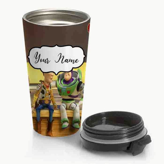 Pastele New Toy Story Buzz and Woody Freindship Custom Personalized Name Steinless Steel Travel Mug