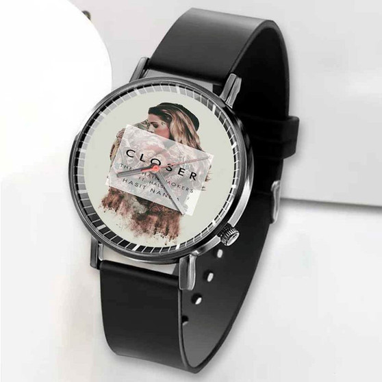 Pastele New The Chainsmokers Closer feat Halsey Custom Unisex Black Quartz Watch Premium Gift Box Watches