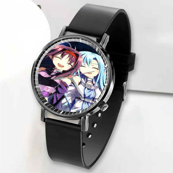 Pastele New Asuna and Sinon Sword Art Online Art Custom Unisex Black Quartz Watch Premium Gift Box Watches