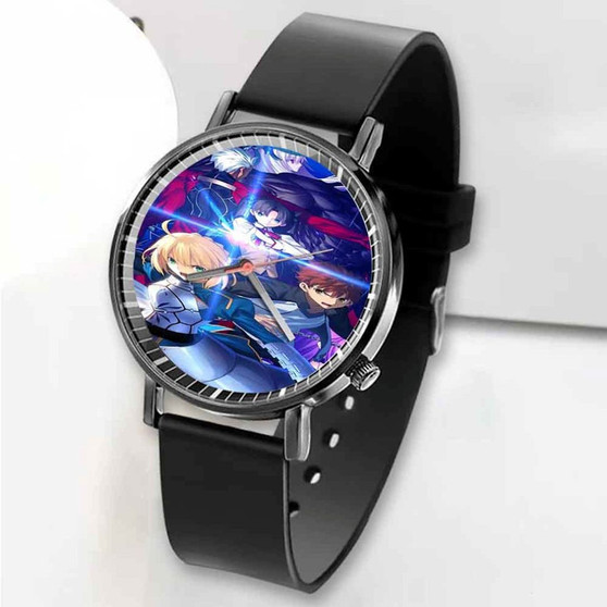 Pastele New Fate Stay Night Saber Custom Unisex Black Quartz Watch Premium Gift Box Watches