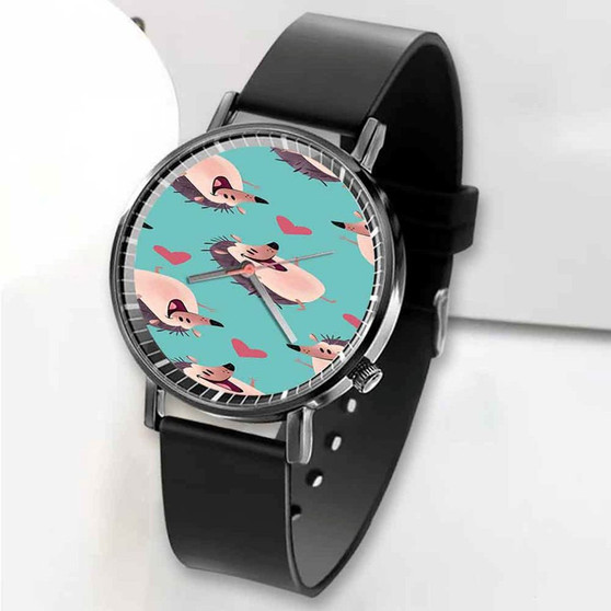 Pastele New Hedgehog Custom Unisex Black Quartz Watch Premium Gift Box Watches