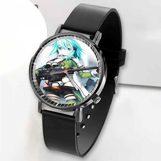 Pastele New Sinon Sword Art Online Anime Custom Unisex Black Quartz Watch Premium Gift Box Watches
