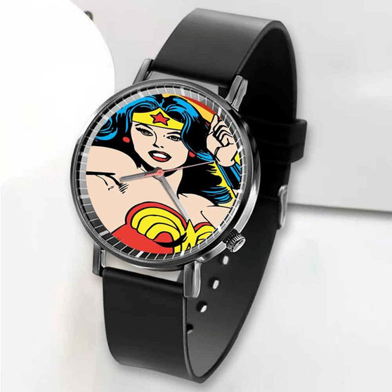 Pastele New Wonder Woman Custom Unisex Black Quartz Watch Premium Gift Box Watches