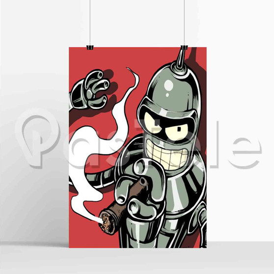 Futurama Bender Smoke New Custom Silk Poster Print Wall Decor 20 x 13 Inch 24 x 36 Inch